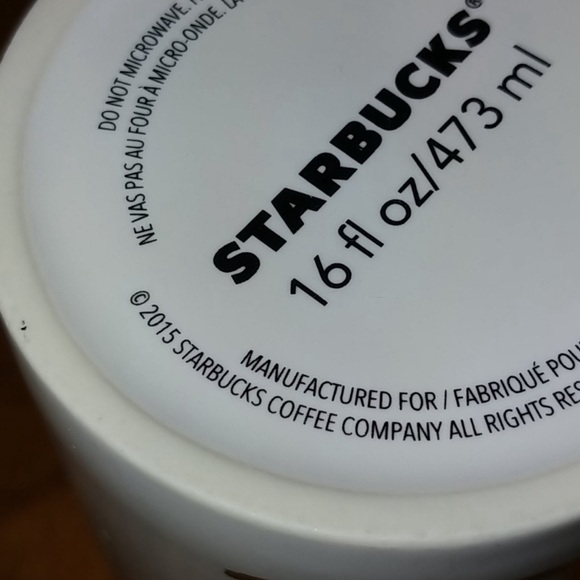 𝅺STARBUCKS 16fl oz Coffee Mug Gold Graffiti White With A Lid - Picture 10 of 11